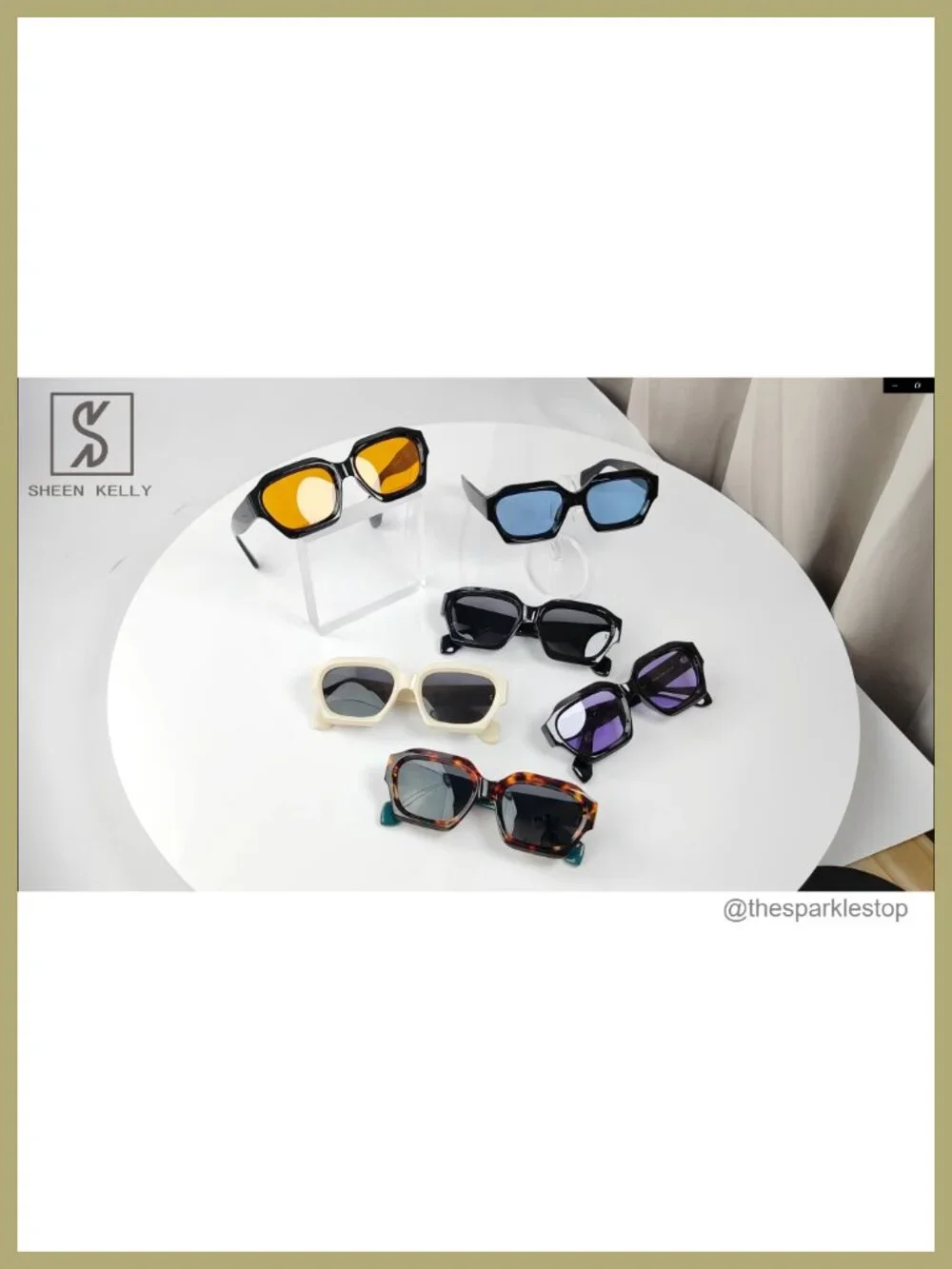 Retro Thick Hexagon Sunglasses Oversized Square Chunky UV400 Men Women